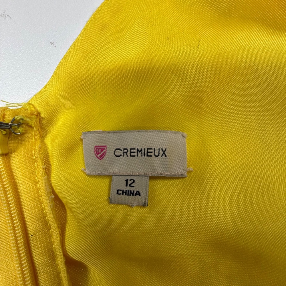 Cremieux A-Line Dress Womens 12 Yellow White Floral Lace Sleeveless Mod Mini - Picture 6 of 11